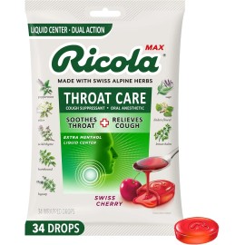 Ricola Max Throat Care Large Bag,Cough Suppressant Drops, Select Flavour & Size,