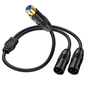 AWADUO XLR Microphone Y Splitter Cable -3 Pins Balanced XLR Female to Dual Male Stage Patch Cord DMX Cable for Audio,Radio Station,Speaker Systems,Stage Lighting(0.5m/1.65ft)
