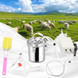 Yunnergo Plug-in 3L Goat Milking Machine Adjustable Pulsating Vacuum Pump with 304 Stainless Steel Milk Bucket