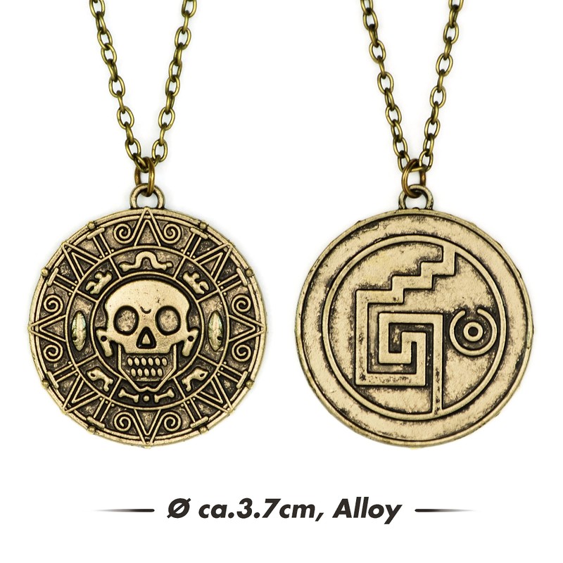 papapanda Pirata Jack Bussola Moneta Azteca Collana Set