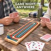 Wooden 3-Track Cribbage Board Game with 9 Pegs, Playing Cards