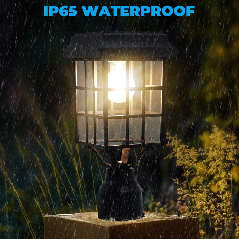 Kemeco ST4329Q-A Solar Post Light Squared Frame Exterior Waterproof Led