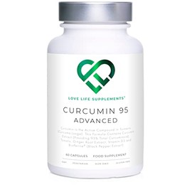 Curcumin 95 Advanced by LLS | High Strength Curcumin (the Active Component of Turmeric) with 95% Curcuminoids + BioPerine®, Vitamin D, Tomato and Ginger Root | 60 Capsules | Love Life Supplements - 'Clean, Effective, High Quality'
