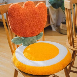 Chair Cushion Office Seats Backrest Cushion Cartoon Shape Seats Cushion Home Decoration Tulip Red 40x40x35cm/15.7x15.7x13.8in