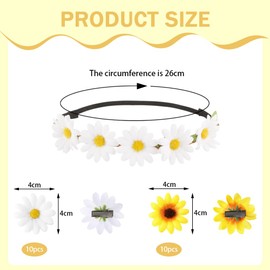 TRKETK 21 Pcs Daisy Hair Clips for Women Headband Daisy Flower Crown Elegant Sweet Flower Side Hair Clip Braid Accessory for Women Girl Weding Bridesmaid Girl Daily Barrettes (2 Colors)