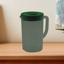 2.7L Plastic Pitcher with Lid Large Capacity High Temperature Resistant Cold Water Jug for Juice Tea with Filter Hole (Dark Green)