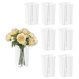 Yesdate 8-Piece Set Square Vases for Centerpieces, Flower Vases Wedding Decorations, 7 Inch Tall Clear Vases for Table Shelf, Floral Vase Bulk for Home Decor
