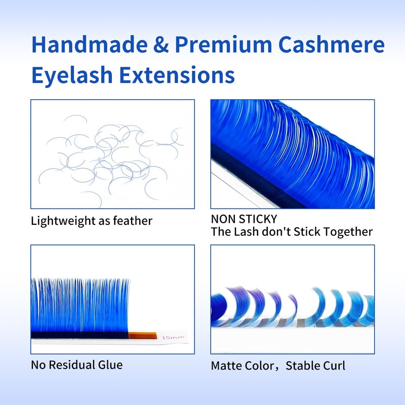 Colored Lash Extensions, 16 Rows Cashmere lash extensions, 0.07 D