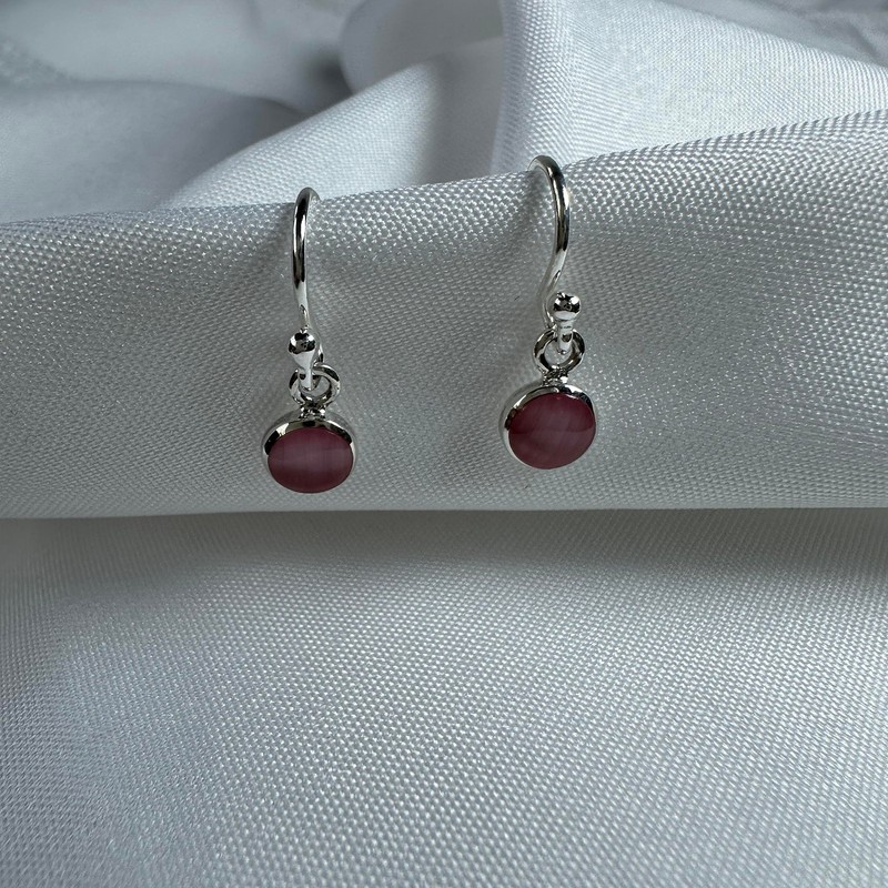 Sterling Silver & Pink Mother of Pearl Round Dangle Drop