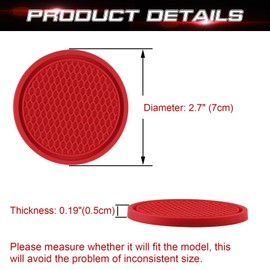 Xotic Tech 4PCS/Set Red Soft Silicone Interior Non-Slip Car Cup Holder Liquid Spill Absorbent Coaster Embedded Accessories Universal Fit (Diameter: 2.7" /7cm)