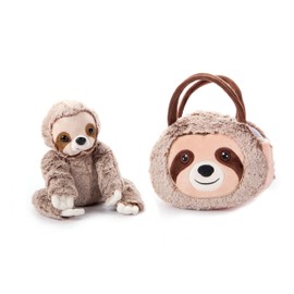The Petting Zoo Sloth Stuffed Animal Plushie and Purse Set, Gifts for Kids, Wildlife Animal Toy, Sloth Plush Toy and Purse Pet Carrier