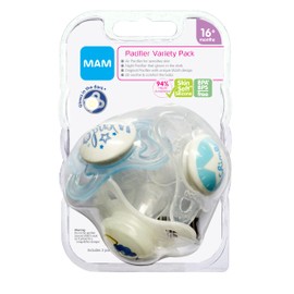MAM Variety Pack Baby Pacifier, Includes 3 Types of Pacifiers, Nipple Shape Helps Promote Healthy Oral Development, 3 Pack, 0-6 Months, Boy