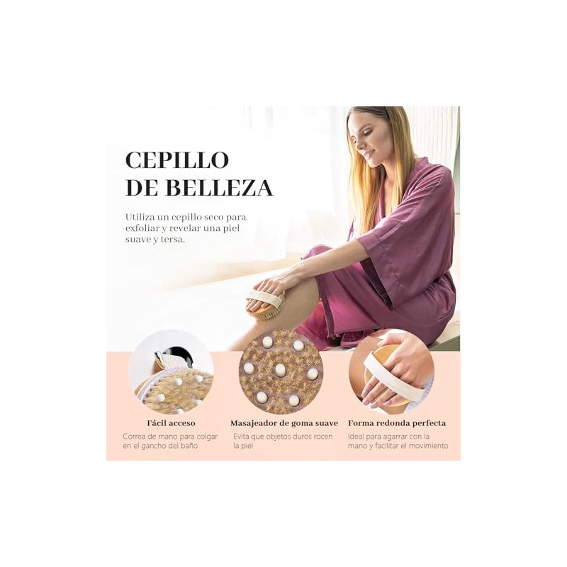 2pcs Cepillo Corporal para Masaje, Exfoliante de Baño de Cerdas,