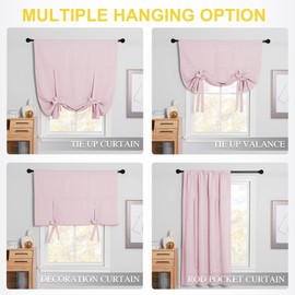 NICETOWN Thermal Insulated Blackout Curtain - Tie Up Shade for Baby's Window for Bedroom/Thanksgiving (Lavender/Baby Pink, Rod Pocket Panel, 46 inches W x 63 inches L)