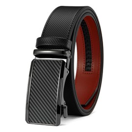 DOOPAI Men's Automatic Leather Belt with Ratchet for Business Suit, 35 mm Wide, Size Adjustable, No Holes, 02 Black Belt De