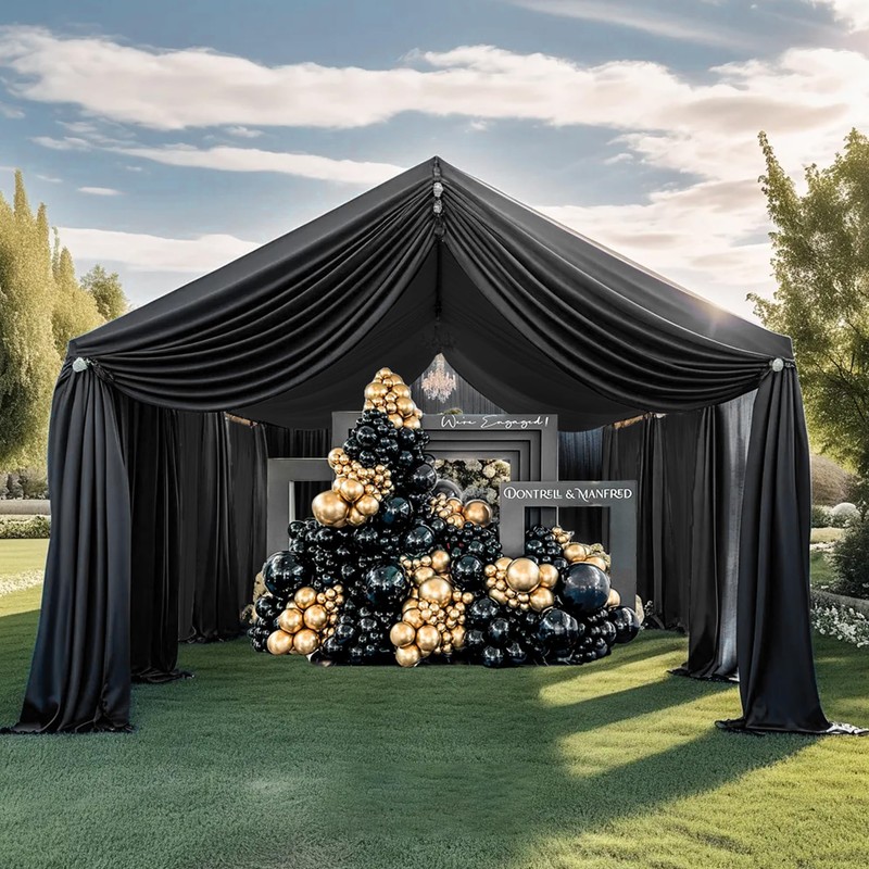 20ftx20ft Black Backdrop Ceiling Drapes,4Panels 20ft Height Wrinkle Free Tent