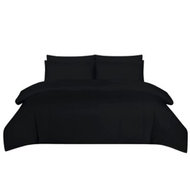 Ev Dekor® DVS729 Duvet Cover Sets King Black - Soft Microfibre Polyester King Size Duvet Cover with Pillow cases - Bedding Quilt Cover Set