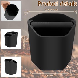 LCZNXJJY Espresso Knock Box, 1.8L Coffee Knock Box w Rubber Knock Bar & Nonslip Base, Shock-Absorbent Espresso Dumpster, Reusable Plastic Coffee Grounds Container for Barista Bar Shop Worktop(black)