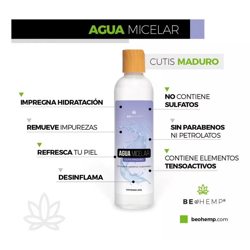 Beohemp Kit Rutina Facial Cutis Maduro Jabón Crema Agua Micelar