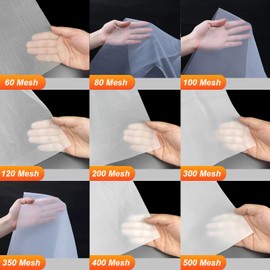 OTGMGCB Nylon Mesh Fabric, 60 80 100 120 200 250 300 350 400 500 Mesh Filter, Reusable Strainer Cloth for Wine Juice Fresh Milk(1m x 1m) (400 mesh)