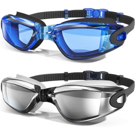 MAMBAOUT Swim Goggles, 2 Pack Swimming Goggles Anti Fog No Leaking UV Protection for Men Women Adult Youth