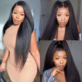 Kinky Straight Bundles Human Hair Extension 14 16 18 Inch Yaki Straight Bundles Hair For Black Women Natural Black Color