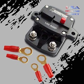 140 Amp In-Line Power Marine Rated Circuit Breaker Replaces Fuse Holder 12 Volts with Ring Terminals