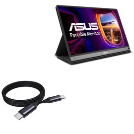 BoxWave Cable Compatible with ASUS MB16AC - DirectSync PD Cable (3ft) - USB-C to USB-C (100W), Type C Braided Charge and Fast Sync - Jet Black