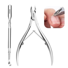 DEOU - Tijeras profesionales para cutículas, herramientas de manicura de salón, recortadora de pestañas de acero inoxidable, cuchilla de cuidado de uñ