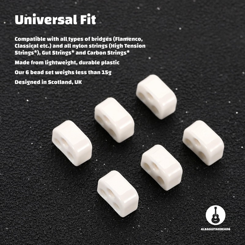 Classical Flamenco Acoustic Guitar Beads in shiny white for Nylon