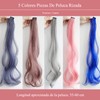 Extensiones de Cabello de Colores, 10 Piezas de Peluca Rizada