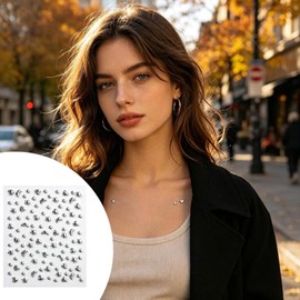 Piercings Falsos Faciales Maquillaje Punk Tachuelas Plateadas Piercings Falsos Gemas Faciales para Adolescentes Mujeres Entusiastas de la Cosplay Fotografía