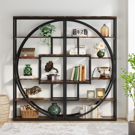 Tribesigns Bookshelf, Industrial 5-Tier Etagere Bookcase, 70.8 inch Tall Bookshelf with 8 Open Storage Shelf, Book Shelf Display Tack Shelving Unit for Home Office Living Room, Rustic Brown