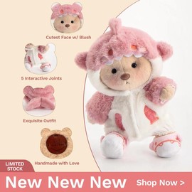 Cuddly Teddy Bear Collection – Different Styles with Changeable Outfits! Plush Toys for Boys & Girls:_Pink Shark With Brown Bear