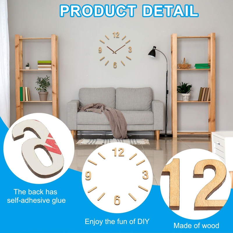 PATIKIL Wooden Clock Numbers Kit, 0.98inch Self Adhesive Clock Numbers