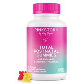 Pink Stork Total Postnatal Vitamin Gummies - Multivitamin for Postpartum Recovery and Lactation Support - Folic Acid, B6, & Vitamin C - Postpartum Essentials - 60 Gummy Vitamins