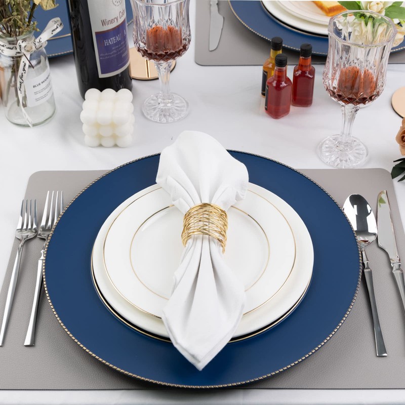 MAONAME Blue Charger Plates, 13" Plastic Round Charger for Dinner