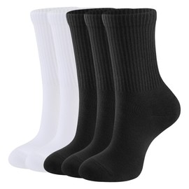 CLOSEMATE Womens Calf Crew Socks Comfortable Soft Cotton and Lightweight 5 Pairs(3Black2White, Size M)