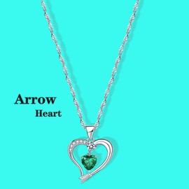 Emma Manor EM Love Heart Necklace 14k White Gold Plated Forever Love Heart Pendant Necklace Cubic Zirconia Jewellery for Women Girl (White Gold-05-May)