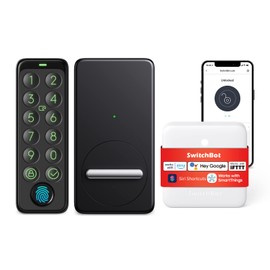 SwitchBot WiFi Smart Lock with Keypad Touch, Fingerprint Keyless Entry Door Lock, Bluetooth Electronic Deadbolt, Remote Control, IP65 Weatherproofing, Fits Your Existing Deadbolt