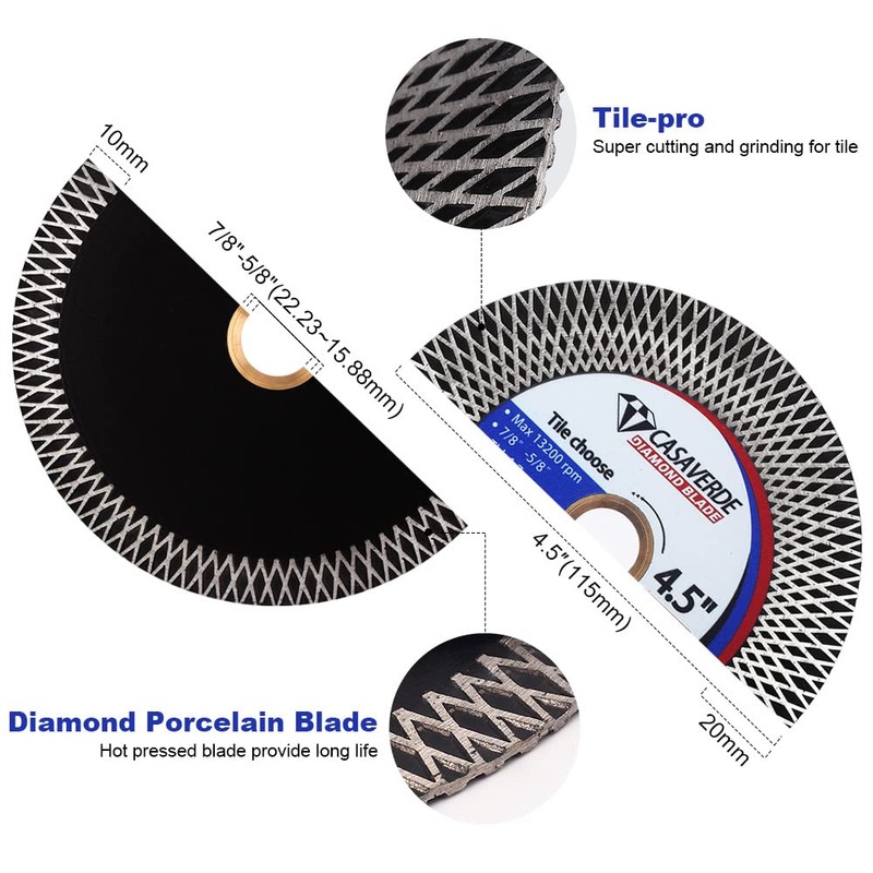 4.5" Super Tile Blade Diamond Cutting Blade for Cutting and