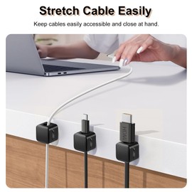 TiMOVO Magnetic Cable Clips, 8 Pack Cable Cord Organizer with Strong Adhesive Under Desk Cable Management, Small Mini Wire Holder Keeper Organizer for Home Office Desk Kitchen Car Nightstand, Black