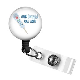 Shine Bright Like a Call Light Retractable Badge Reel with Alligator Clip，Name Nurse ID Card Badge Holder Reel, Decorative Custom Badge Holder