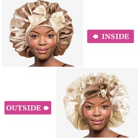 Bonnet for Sleeping - Large Double Hair Wrap Sleeping for sleeping Curly Hair Cap Sided Reversible with Tie Band