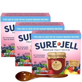 Sure-Jell Low Sugar Pectin for Canning – Pack of 3 (1.75 oz Boxes) – Fruit Pectin for Low or No Sugar Jam, Jelly & Preserves – Includes Candy Freezer Wooden Spoon (Low Sugar) - Wooden Spoon