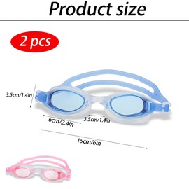 SSyang 2 Pcs Swimming Goggles for Kids, Adjustable Kids Goggles, Waterproof Swimming Goggles, Goggles Kid Swim, Blue/Pink, for Swimming, Beach, Surfing, Summer