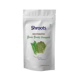 SHROOTS Dehydrated Chopped Green Beans Flakes Pure Vegetarian Gluten-Free No Added Salt Easy Cooking Machine Dry French Bean with Natural Aroma Perfect for Salads or Everyday Meals 1.76 oz, Pack of 1