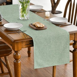 Artoid Mode Sage Green Summer Table Runner, Seasonal Fall Winter Machine Washable Kitchen Dining Table Decoration for Home Party Decor 40x180 cm