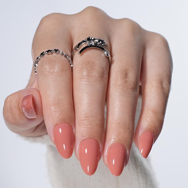 Pink Press On Nails, Short Almond Fake Nails Soft Gel