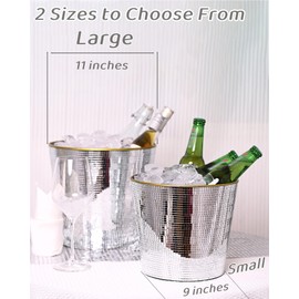 Brillantreal Small Silver Disco Ball Ice Bucket for Parties, Champagne & Cocktail Bar, Wedding, Home Decor